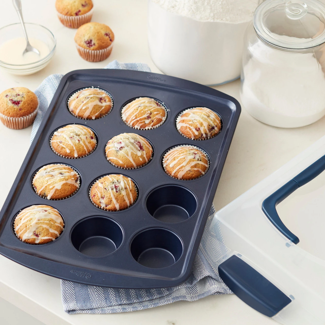 Wilton Diamond-Infused Non-Stick Navy Blue Muffin And Cupcake Pan, 12-Cup 7 Wilton Diamond-Infused Non-Stick Navy Blue Muffin And Cupcake Pan, 12-Cup - Image 5