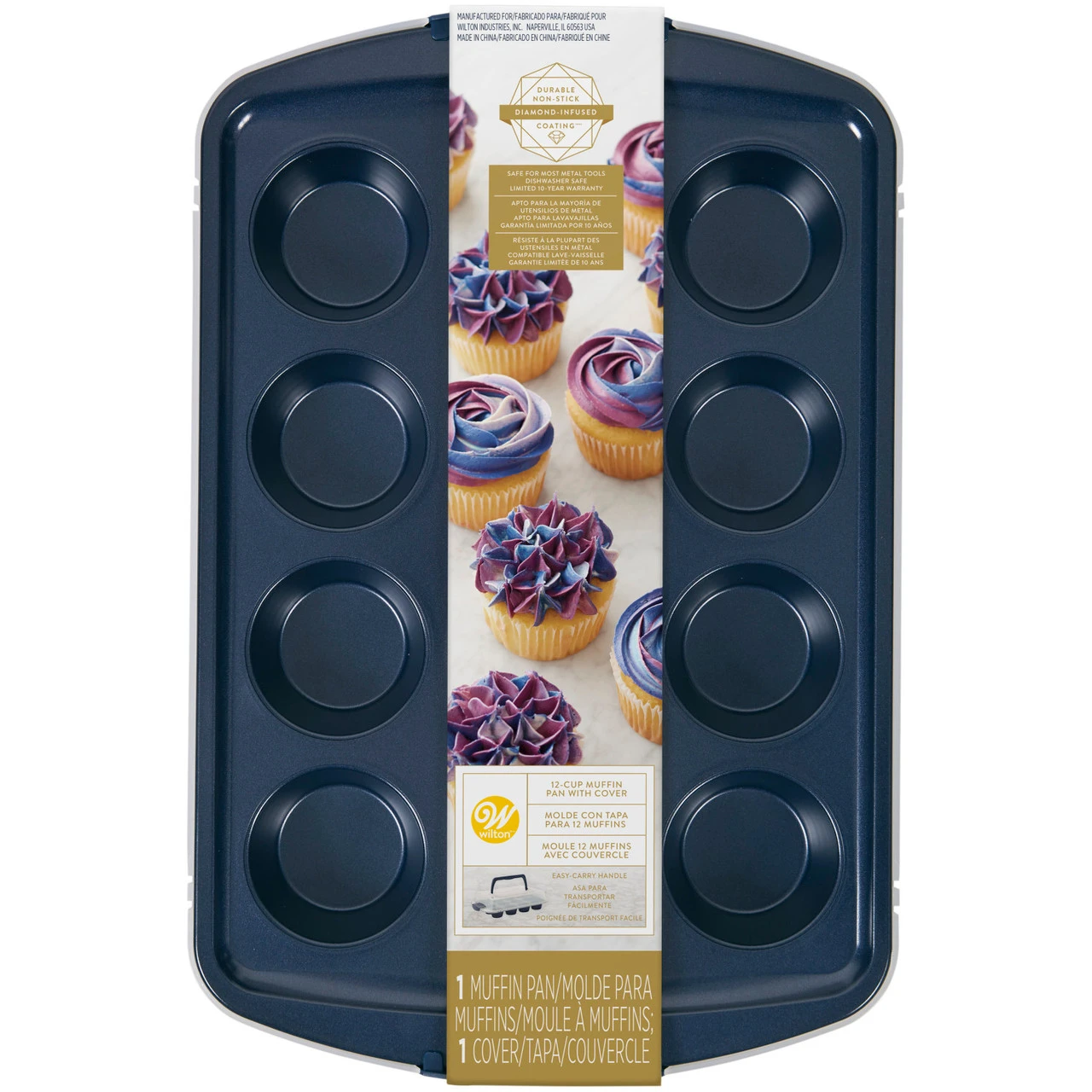 Wilton Diamond-Infused Non-Stick Navy Blue Muffin And Cupcake Pan, 12-Cup 4 Wilton Diamond-Infused Non-Stick Navy Blue Muffin And Cupcake Pan, 12-Cup - Image 2