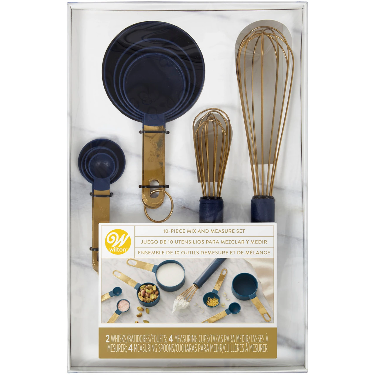 Wilton Navy Blue And Gold Kitchen Utensils Mix And Measure Set, 10-Piece 4 Wilton Navy Blue And Gold Kitchen Utensils Mix And Measure Set, 10-Piece - Image 2